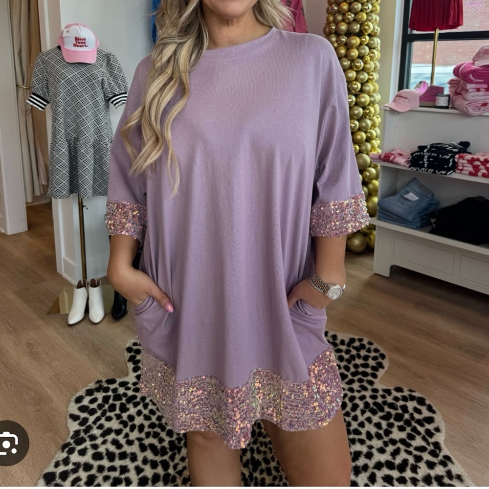 Fantastic Fawn Purple Dress with Sequin Trim